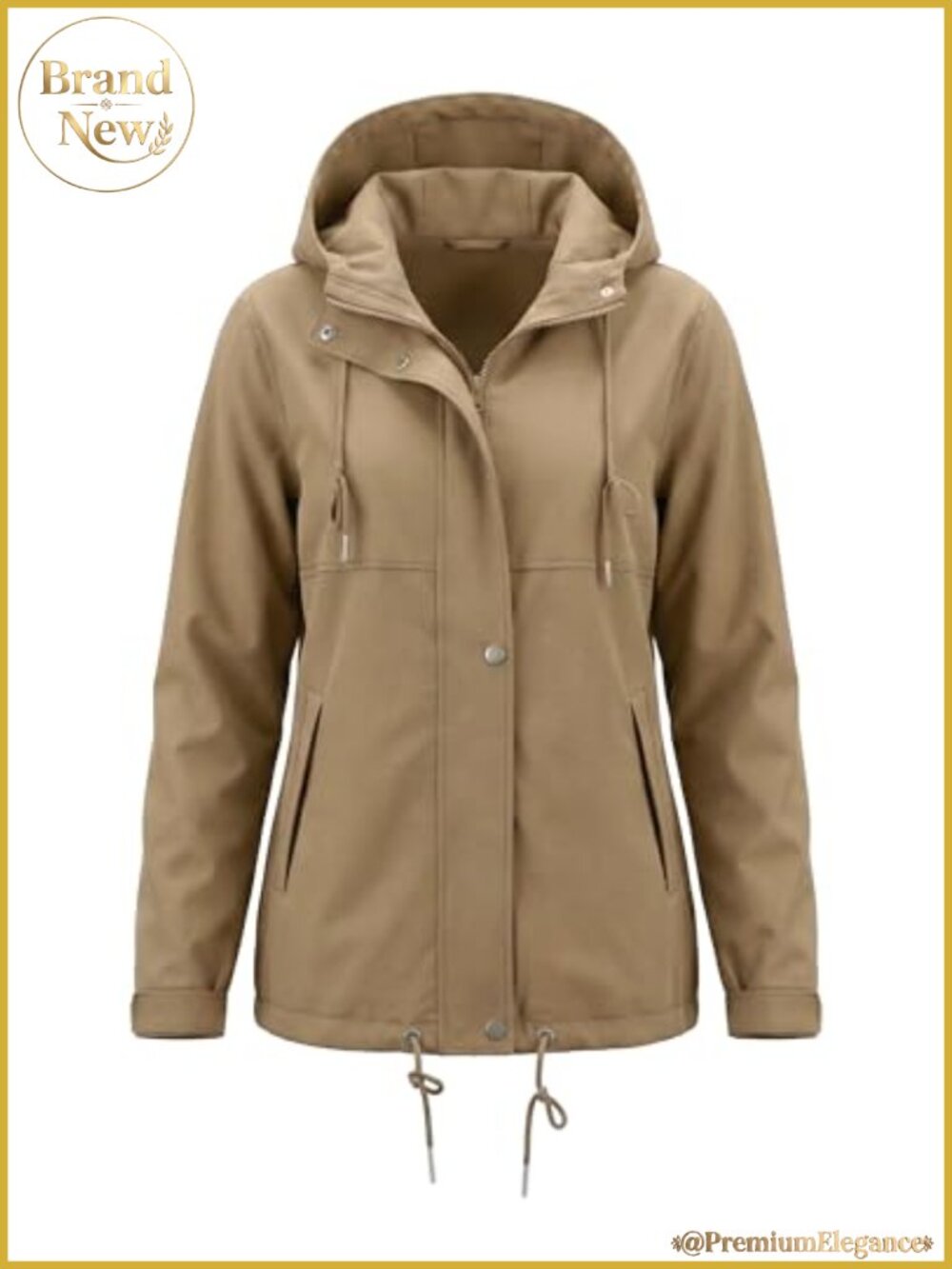 Waterproof Lightweight Rain Jacket with Hood Zip Windbreaker Hiking Outdoor